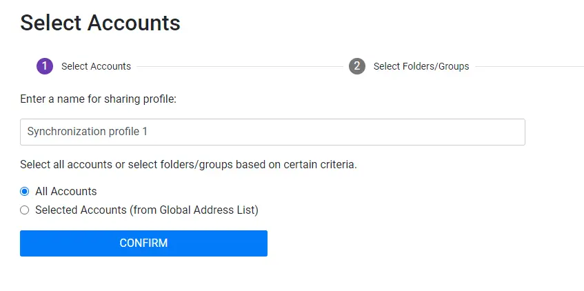 SyncGene calendar sharing setup between selected accounts